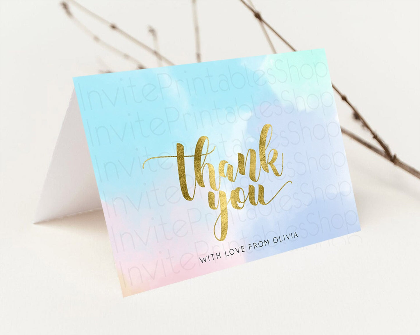 Editable Pastel Thank You Rainbow Thank You Card Colorful Pastel Birthday Th