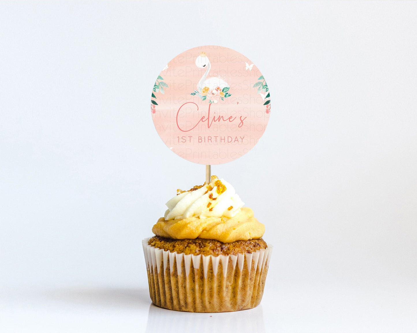 Swan Cupcake Toppers Swan Princess Ballet Cupcake Watercolour Pastel Floral Enchanted Forest Swan Lake Party Decor Secret Garden D10884