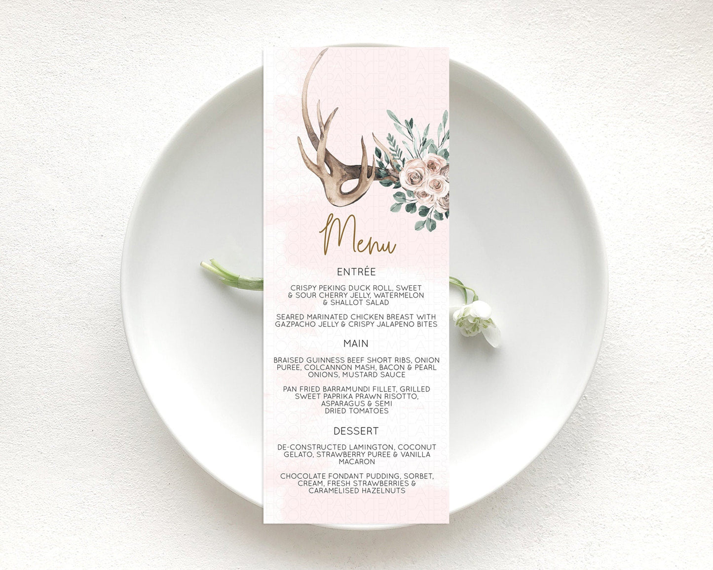 Secret Garden Menu Wildflower Menu Template Pastel Flower Garden Table Decor Boho Floral Dinner Dessert Floral Party Food Menu D11010