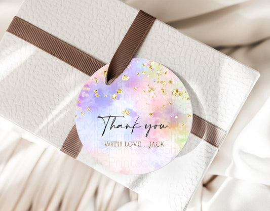 Editable Pastel Thank You Tags Rainbow Thank You Gift Tags Colorful Pastel F
