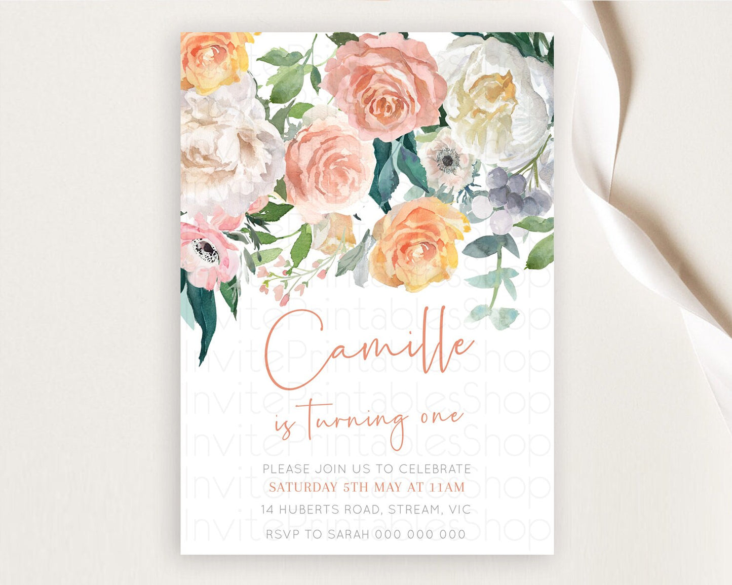 Secret Garden Invitation Wildflower Birthday Invitation Pastel Flowers Invite Enchanted Garden Boho Floral 3rd 2nd First Birthday D10717