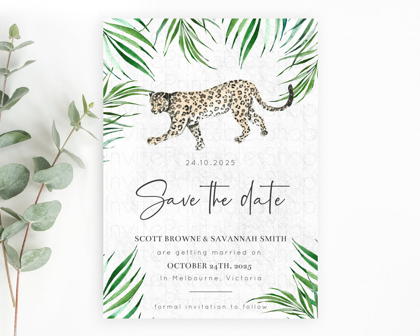 Cheetah Save The Date Template Cheetah Party Save The Date Safari Adventure Cheetah Minimal Theme 1st Birthday Baptism Baby Shower D10382