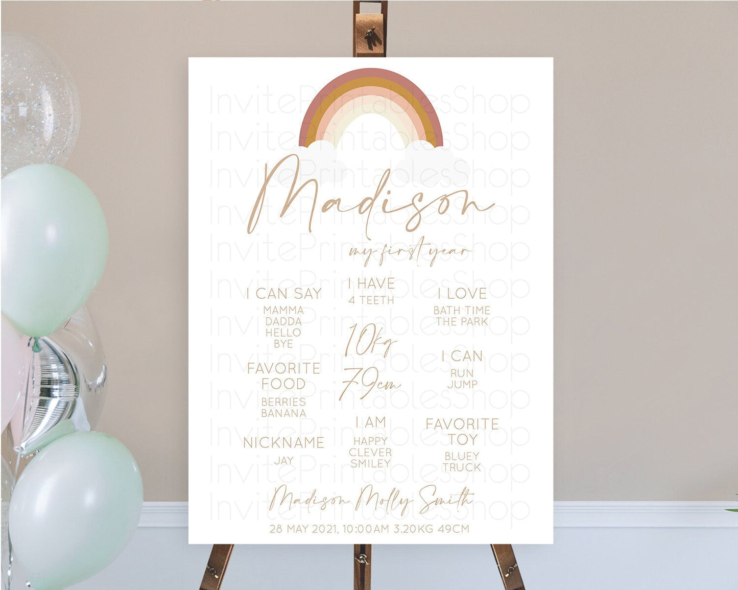 Pastel Rainbow First Birthday Milestone Poster Boho Rainbow Milestone Board Rainbow Milestone Pastel Milestone Rainbow 1st Birthday D10122