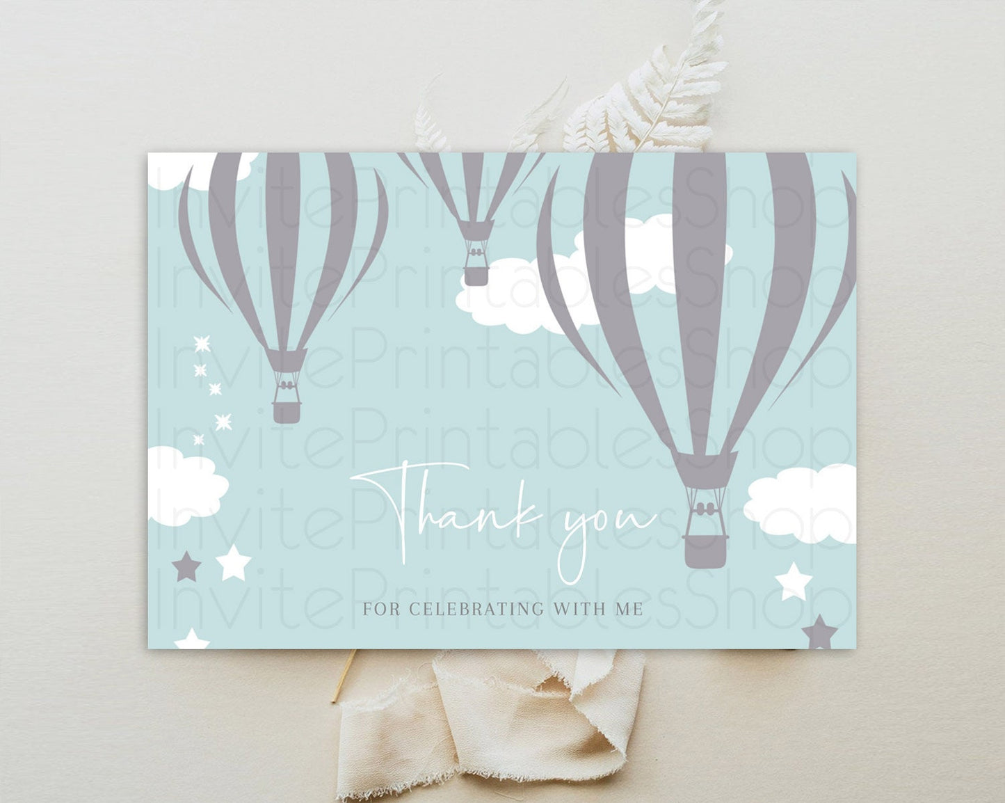 Hot Air Balloon Sign Hot Air Balloon Thank You Card Decor Adventure Awaits Mr. ONEderful Party 1st Birthday Baptism Baby Shower D10324