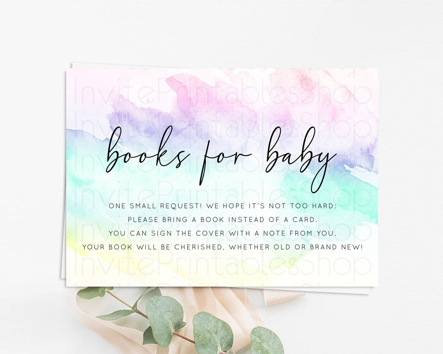 Pastel Books For Baby Card Pastel Rainbow Book Insert Colorful Ombre Watercolor Book Card Confetti Glitter Baby Book Poem Request D10231