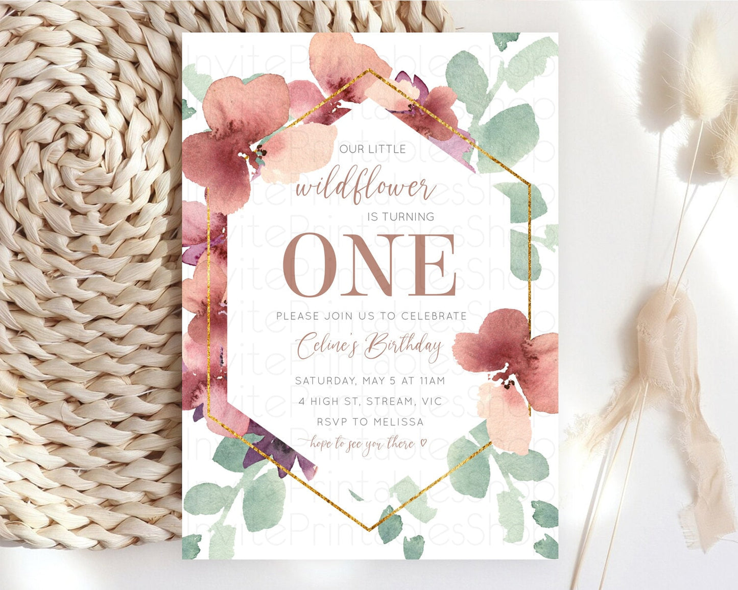 Secret Garden Invitation Wildflower Birthday Invitation Pastel Flowers Invite Enchanted Garden Boho Floral 3rd 2nd First Birthday D10964