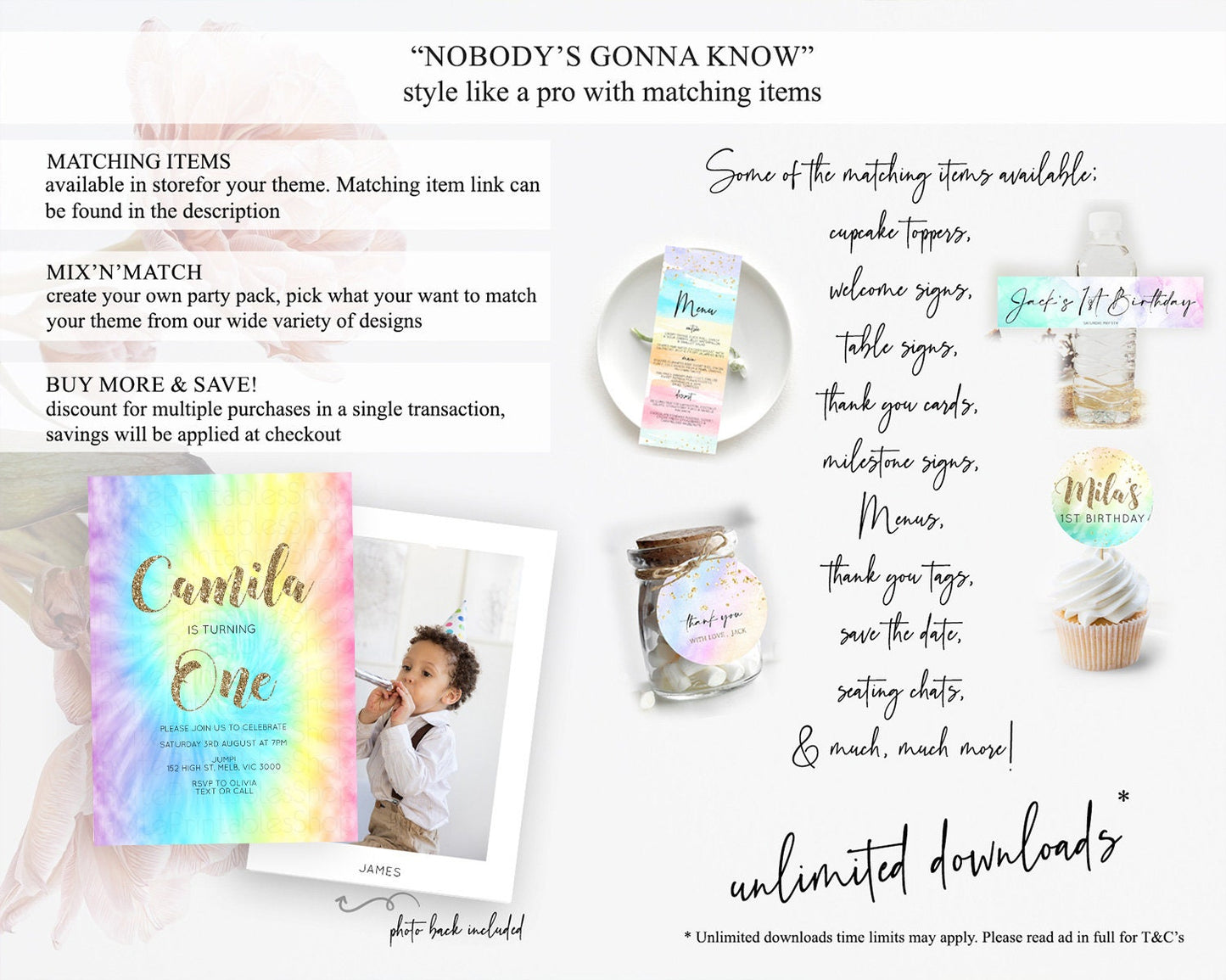 Tie Dye Invitation Rainbow Birthday Invitation Pastel Invitation Colorful Invitation Pastel Rainbow Party 3rd 2nd 1st First Birthday D10580