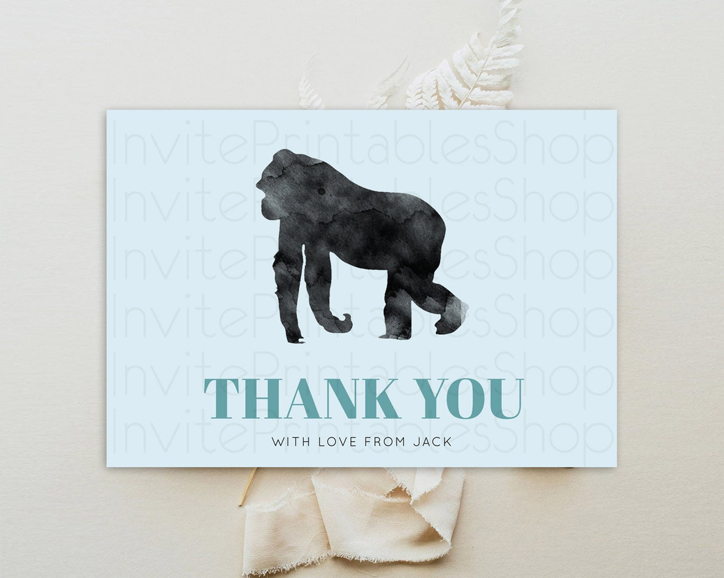 Gorilla Thank You Gorilla Thank You Card Gorilla Party Birthday Thank You Card Safari Card Template Gorilla Teacher Thank You Cards D10799