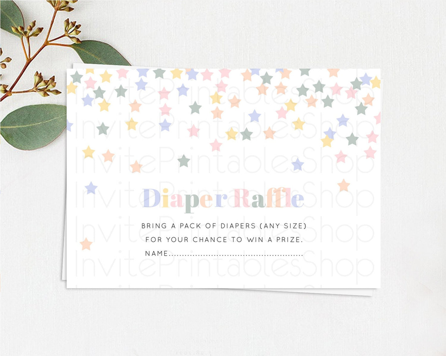 Pastel Star Diaper Raffle Card Shooting Star Diaper Raffle Insert Twinkle Little Star Diaper Ticket Rainbow Confetti Raffle Game D10795