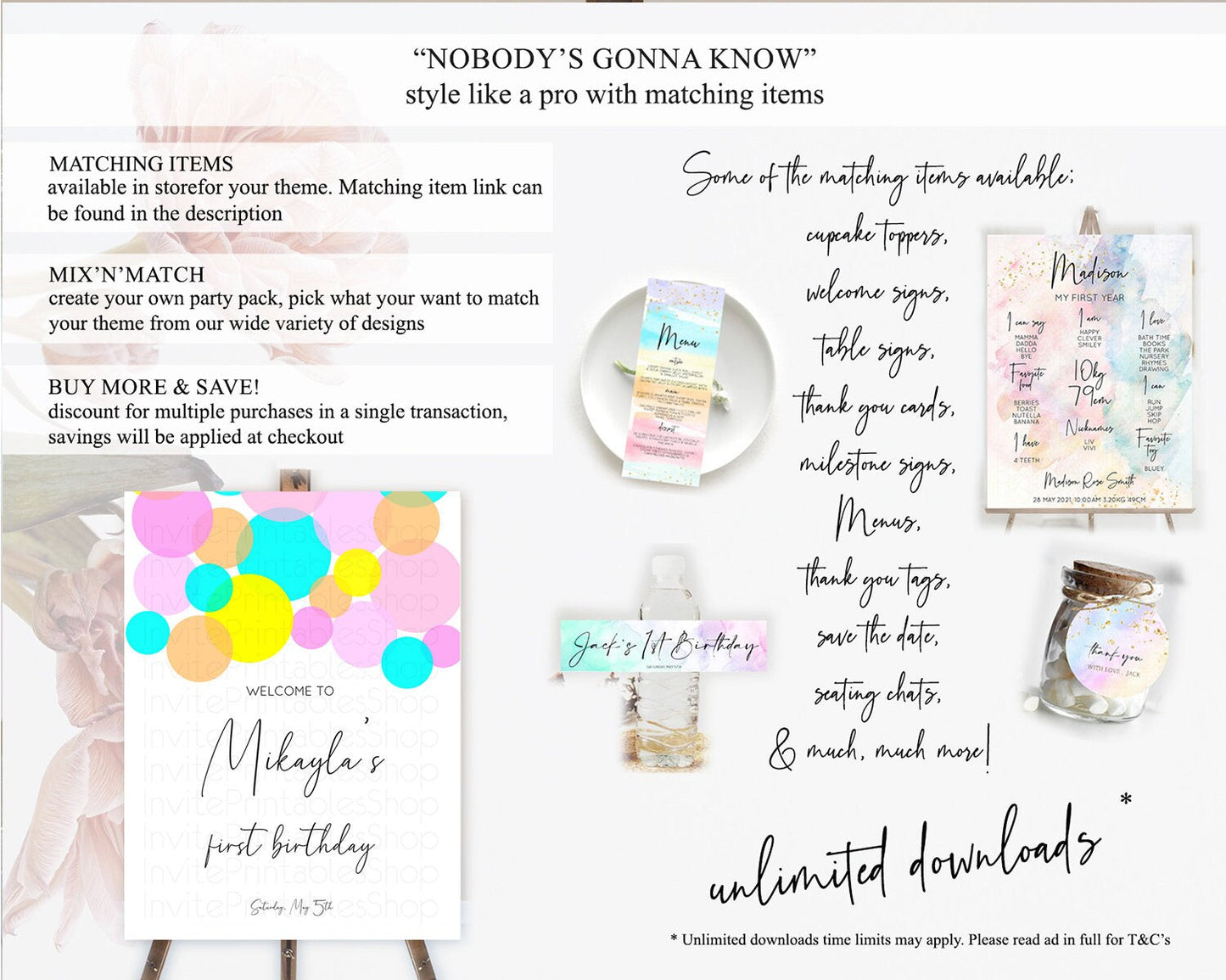 Rainbow Welcome Sign Pastel Welcome Board Pastel Rainbow Confetti Welcome Sign Colorful Bubbles Pastel First Birthday Welcome Sign D10896