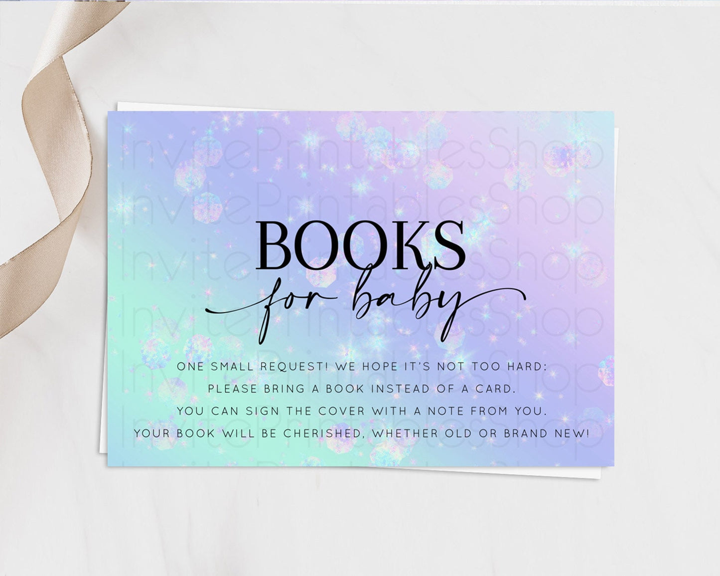 Rainbow Books For Baby Card Pastel Book Insert Colorful Pastel Watercolor Ombre Book Card Iridescent Sprinkles Book Poem Request D10663