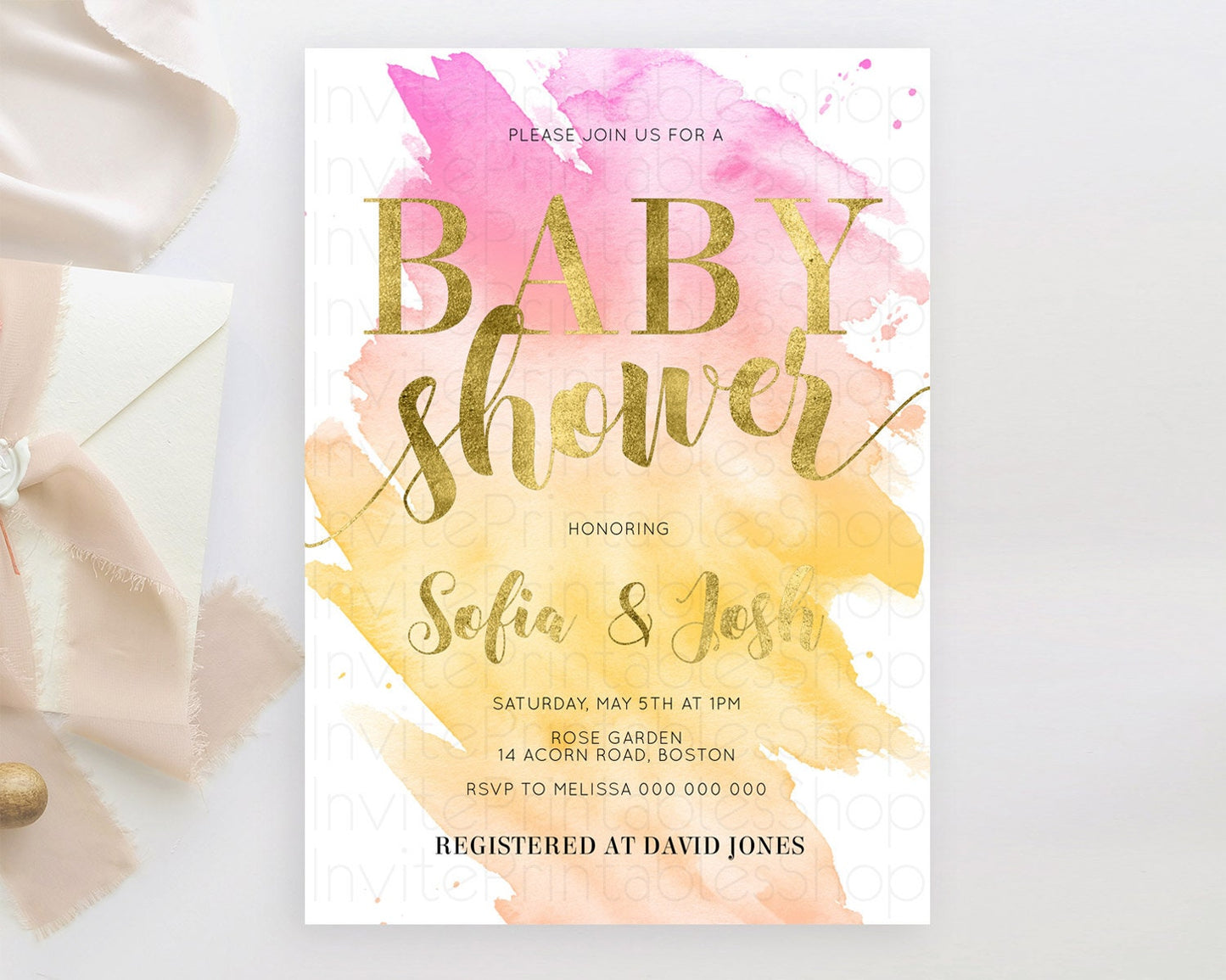 Editable Pastel Baby Shower Invitation Rainbow Baby Shower Invitation Colorf