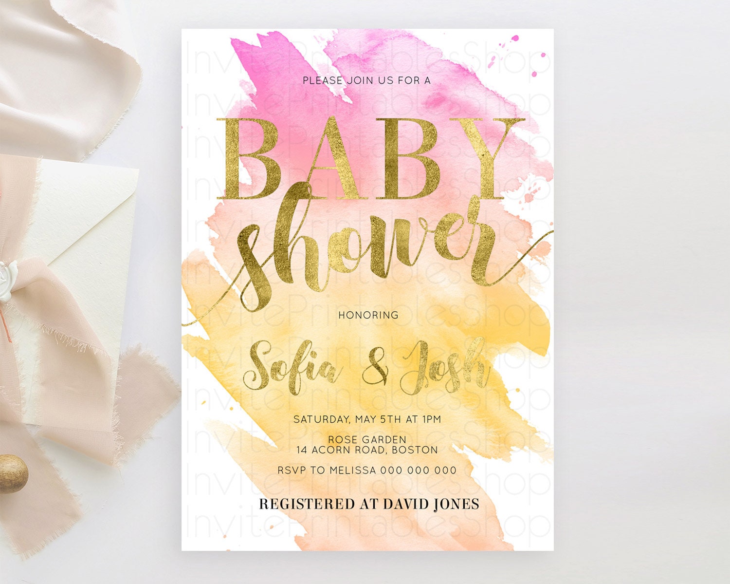 Editable Pastel Baby Shower Invitation Rainbow Baby Shower Invitation Colorf
