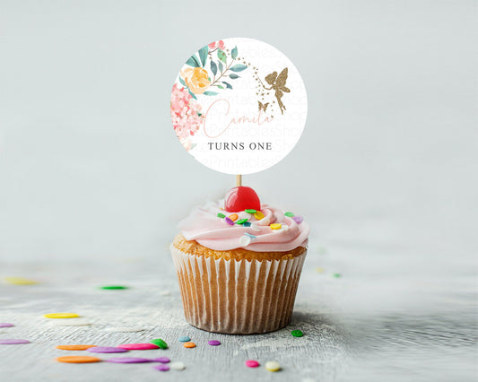 Editable Fairy Cupcake Toppers Pastel Fairy Cupcake Toppers Fairy Floral Gar