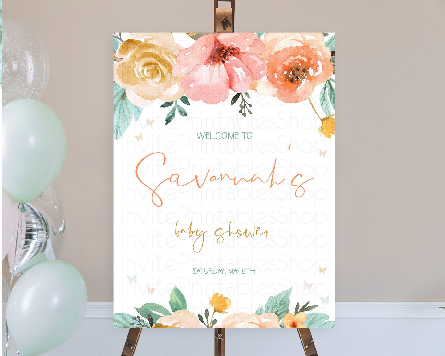 Secret Garden Baby Shower Welcome Sign Wildflower Welcome Board Pastel Flower Garden Welcome Poster Boho Wildflower Welcome Sign D10347