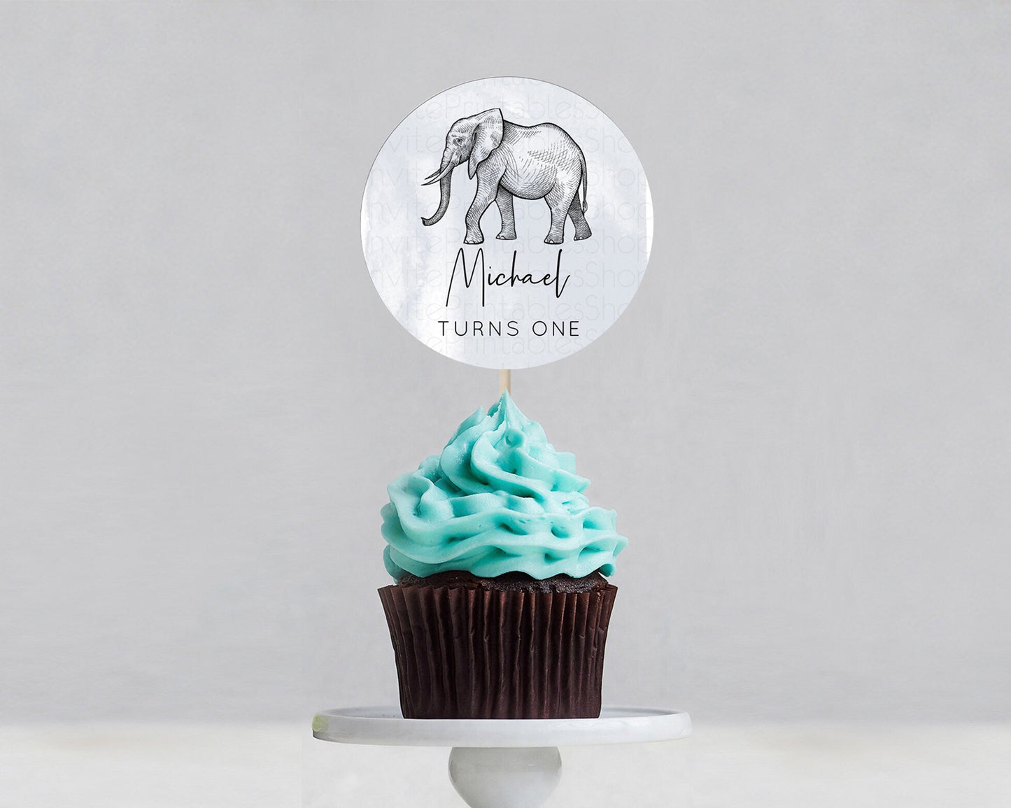 Elephant Cupcake Toppers Elephant Cupcake Elephant Party Safari Adventure Elephant Cupcake Topper Elephant Decor Zoo Fern Palm Leaf D10811