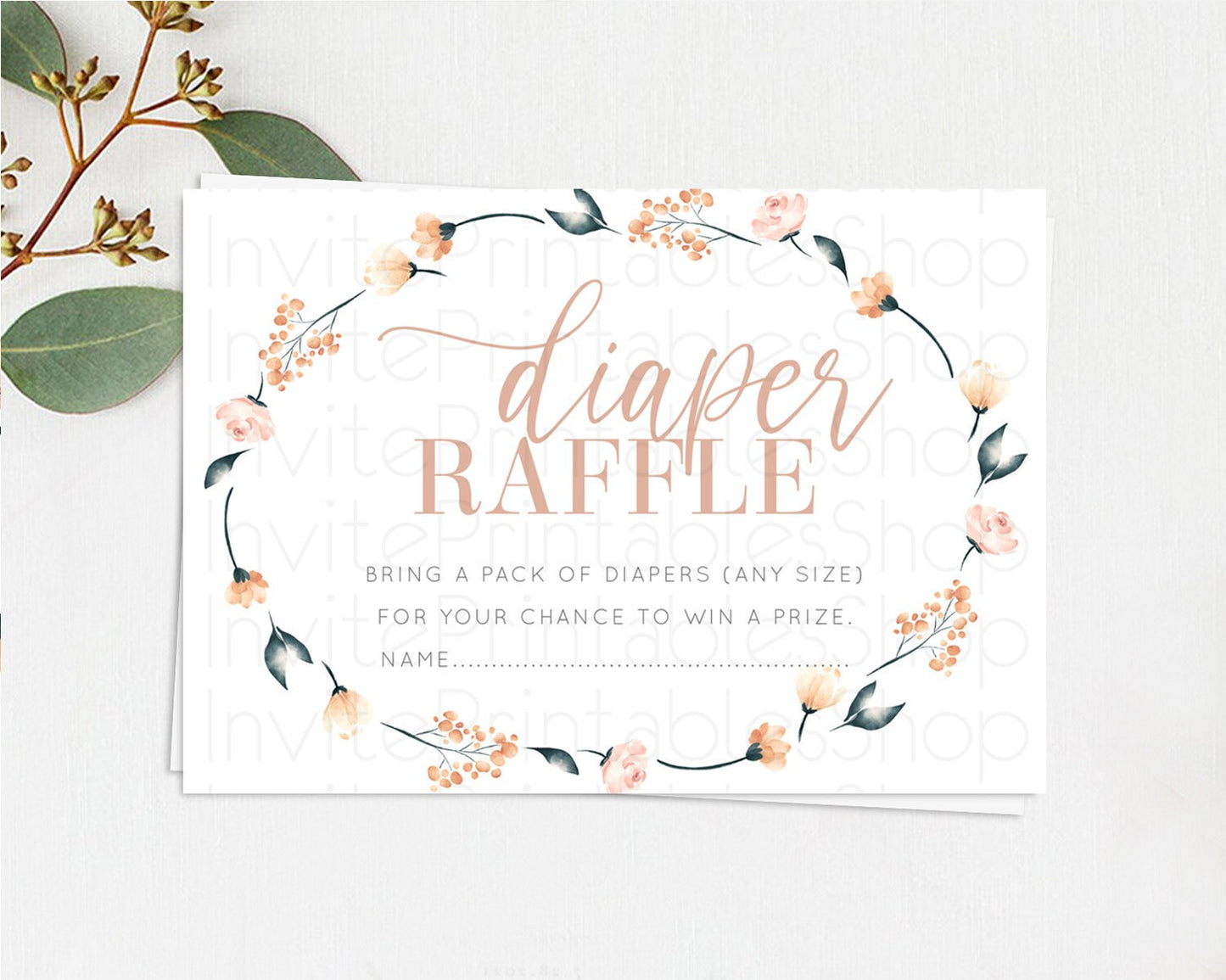 Secret Garden Diaper Raffle Card Boho Wildflower Diaper Raffle Insert Pastel Flower Garden Baby Shower Card Flower Raffle Game D10240