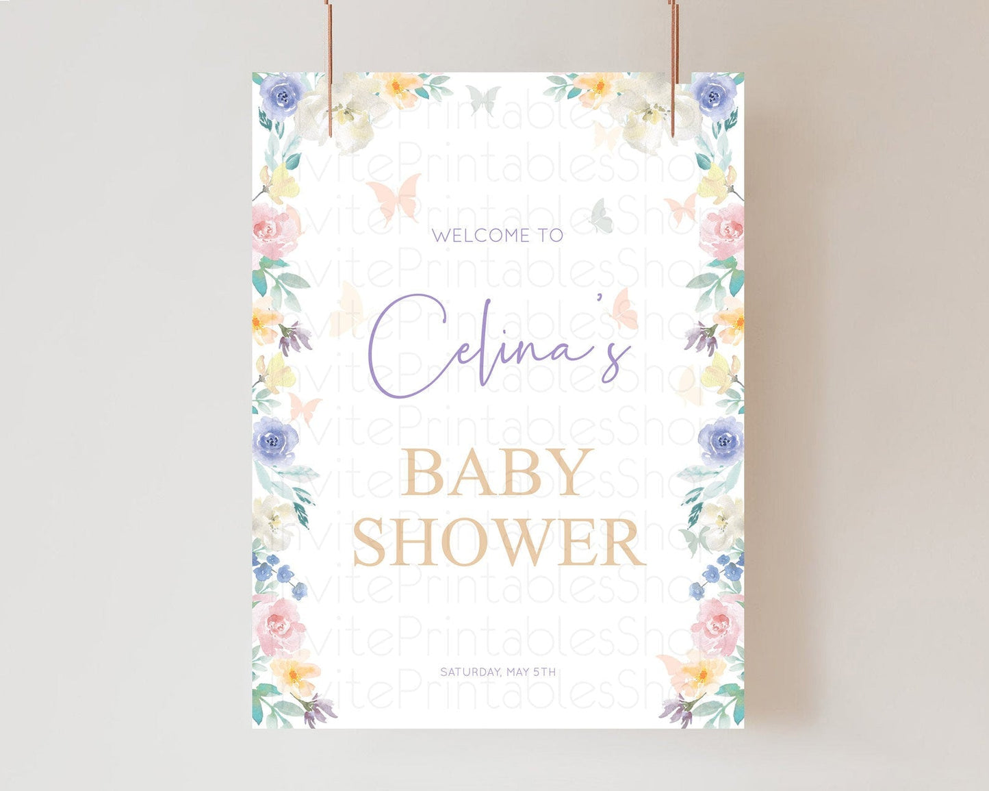 Secret Garden Baby Shower Welcome Sign Wildflower Welcome Board Pastel Flower Garden Welcome Poster Boho Wildflower Welcome Sign D10710