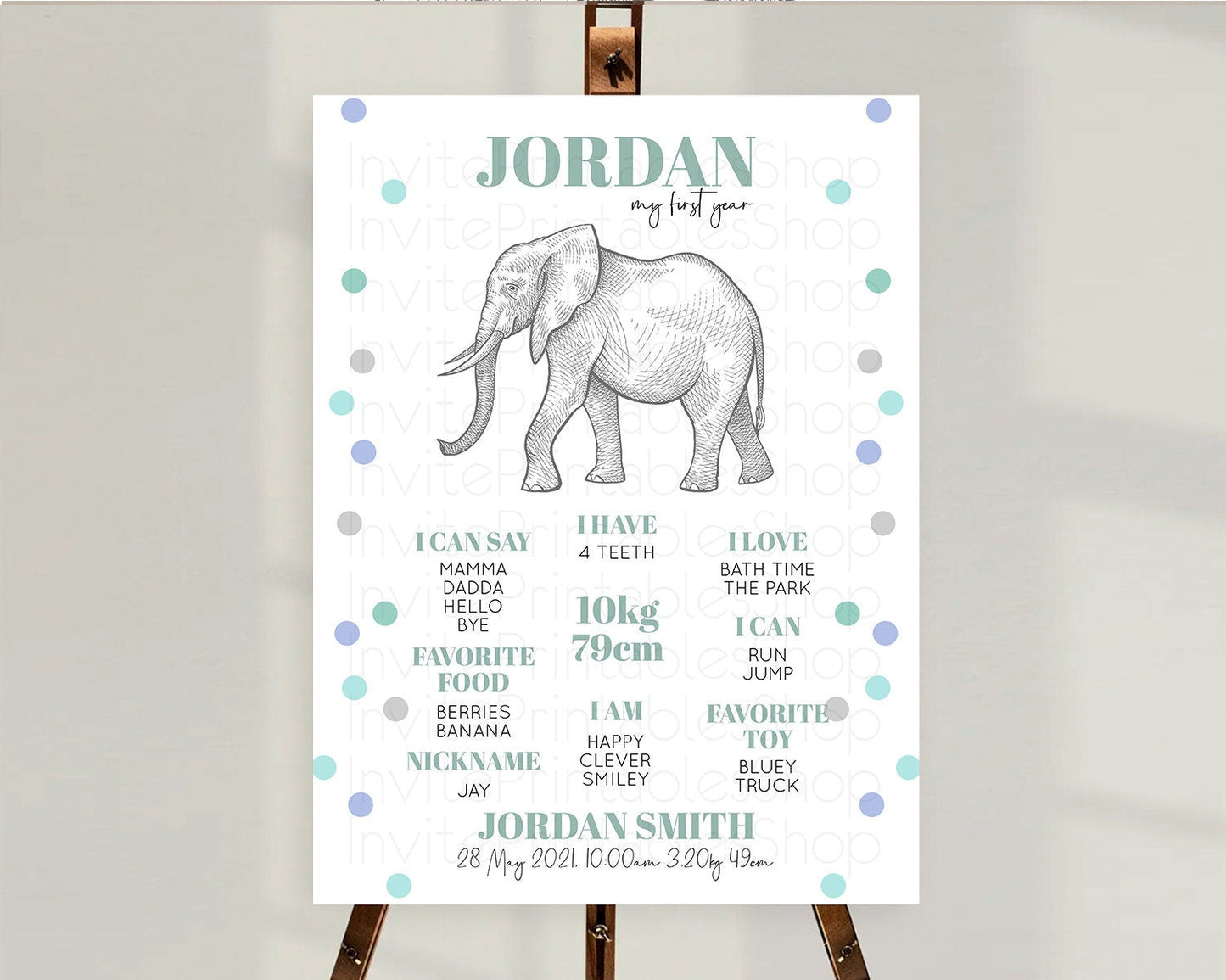 Elephant First Birthday Milestone Board Elephant Milestone Poster One Wild Year Safari Adventure Elephant Zoo Birthday Welcome Sign D10859