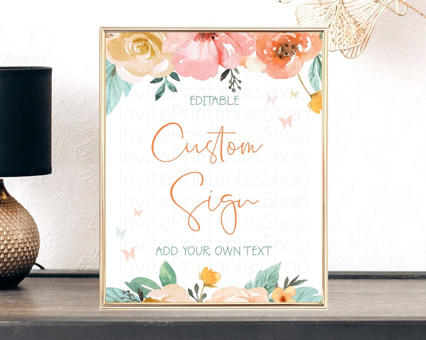 Wildflower Floral Table Sign Decor Secret Garden Sign Template Pastel Floral Garden Party Boho Flowers Birthday Baby Shower Wedding D10347