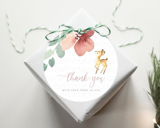 Fawn Thank You Tags Deer Thank You Gift Tags Pastel Floral Deer Favor Tags Enchanted Forest Butterfly Floral Birthday Thank You D10915