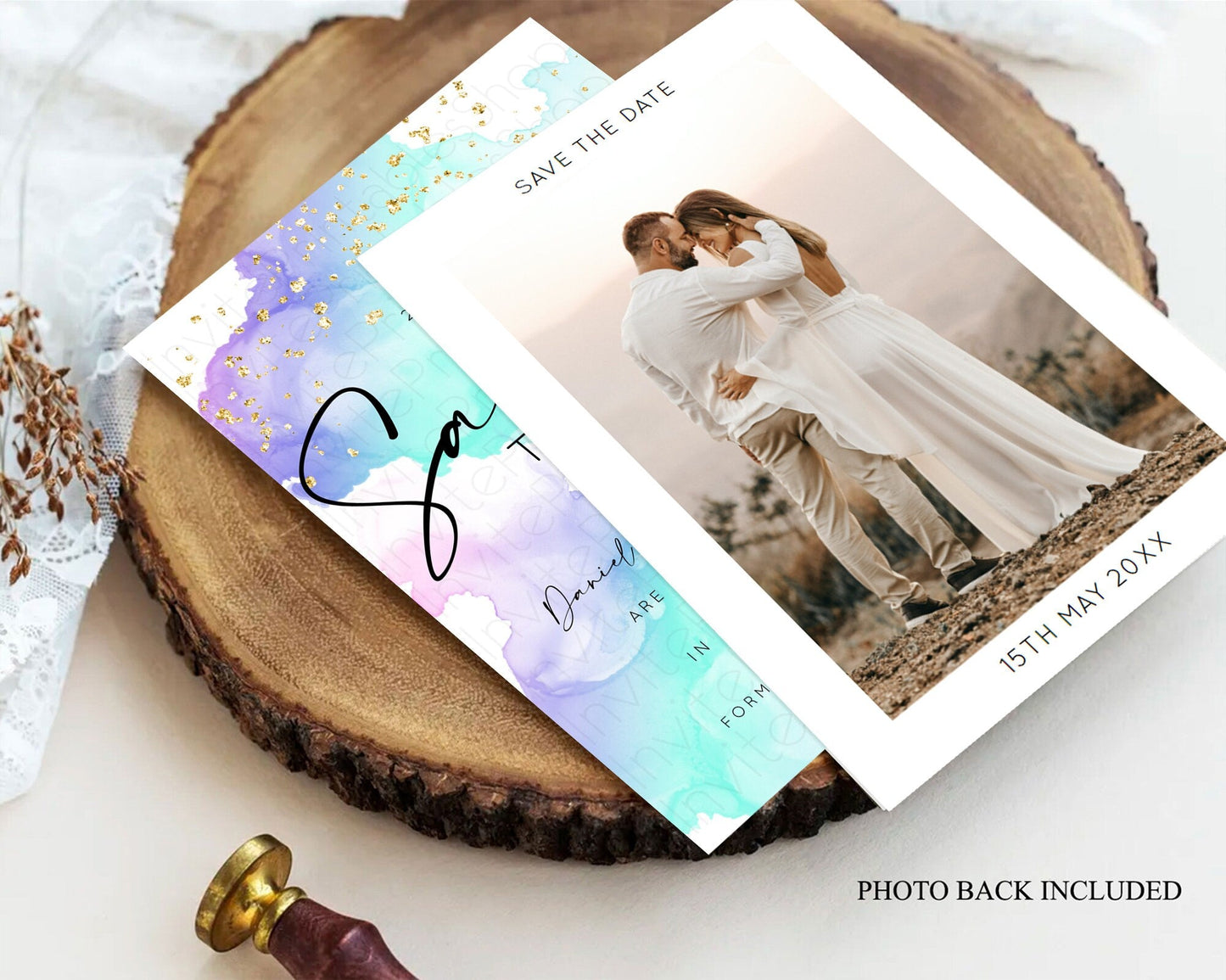 Pastel Save The Date Template Pastel Ombre Rainbow Watercolor Colorful Party For Birthday Baptism Baby Shower Wedding Bridal Shower D10212