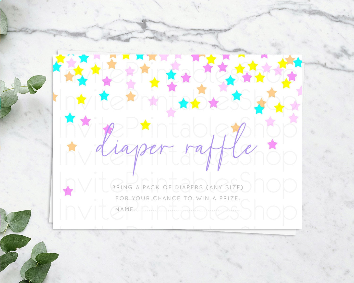 Pastel Star Diaper Raffle Card Shooting Star Diaper Raffle Insert Twinkle Little Star Diaper Ticket Rainbow Confetti Raffle Game D10397