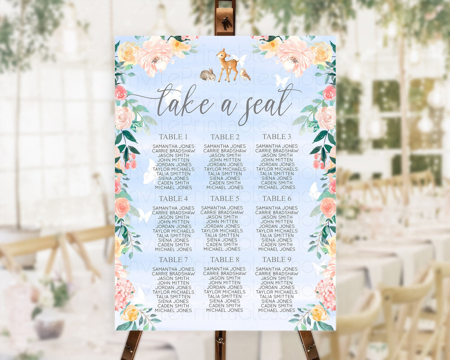 Editable Fawn Seating Chart Deer Seating Chart Enchanted Forest Party Butter