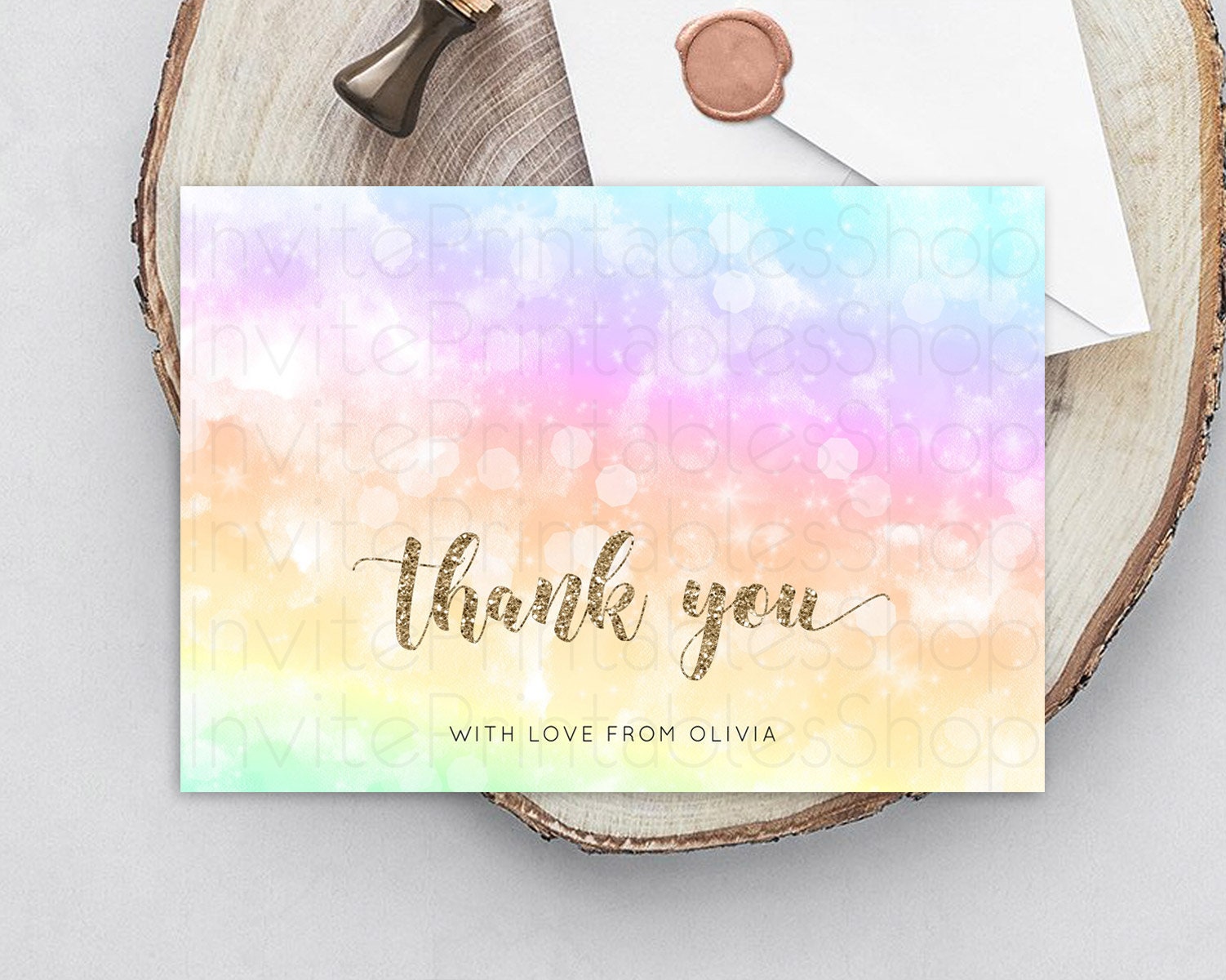 Editable Pastel Thank You Rainbow Thank You Card Colorful Pastel Birthday Th