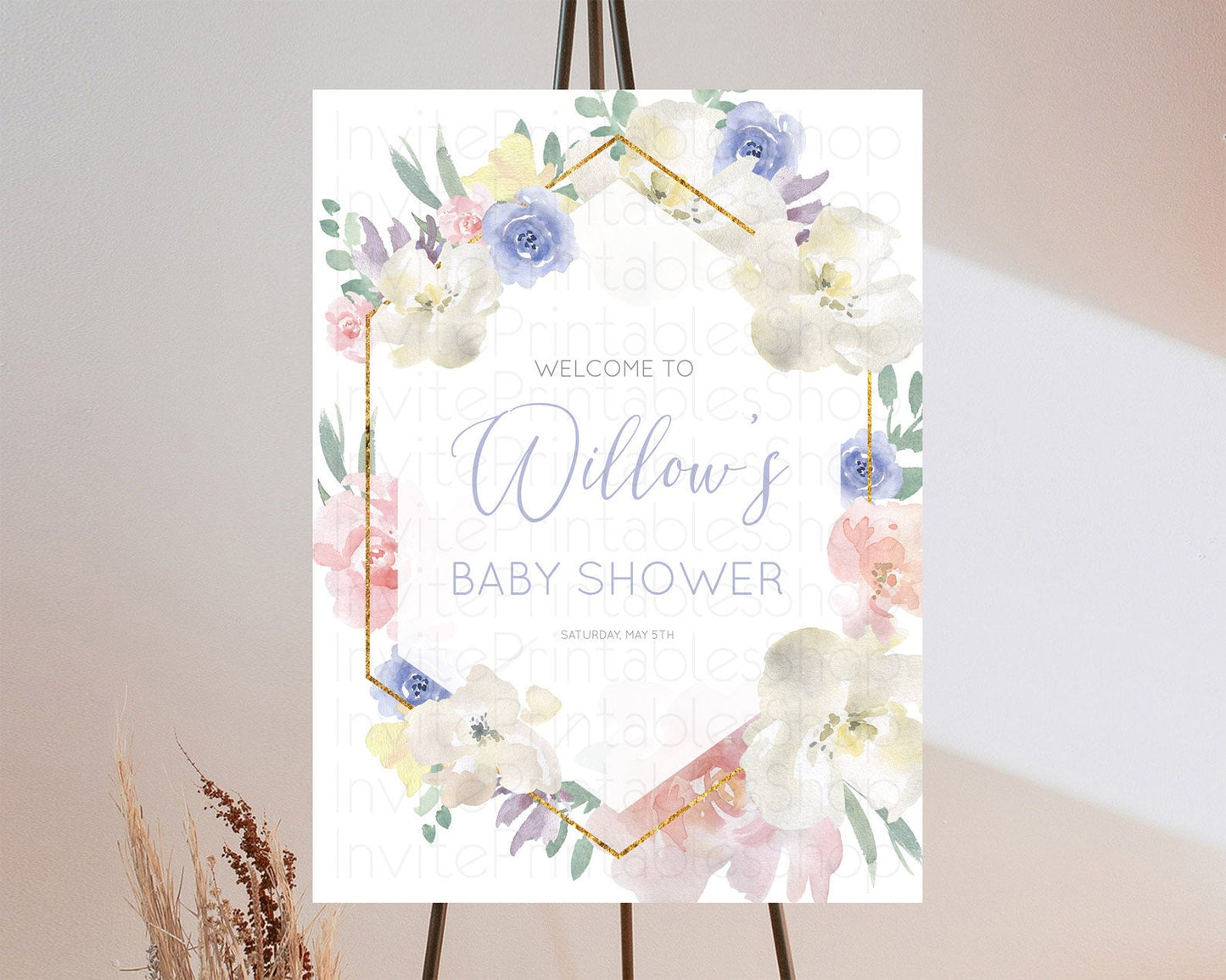 Secret Garden Baby Shower Welcome Sign Wildflower Welcome Board Pastel Flower Garden Welcome Poster Boho Wildflower Welcome Sign D10254