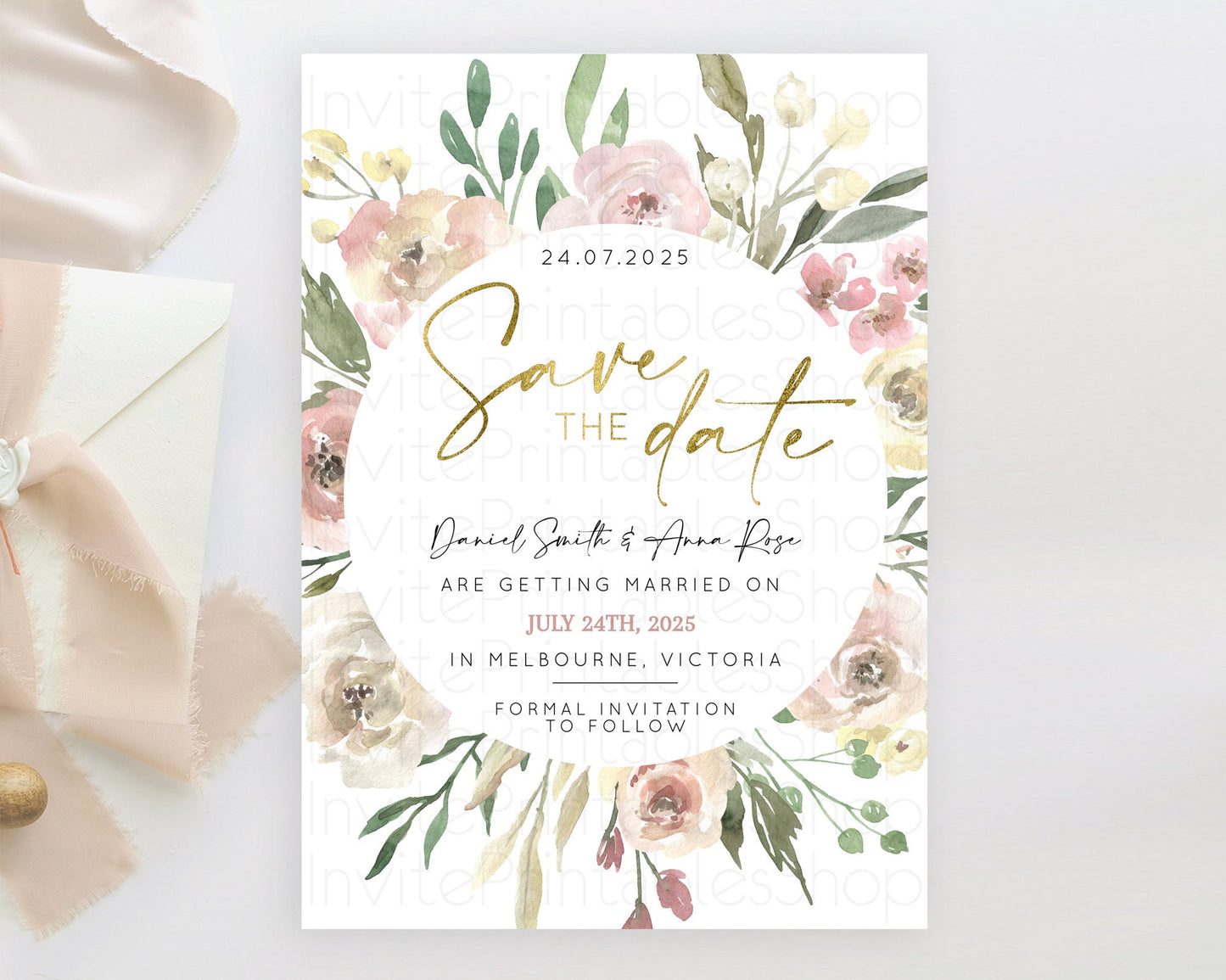 Wildflower Save The Date Template Secret Garden Save The Date Pastel Floral Garden Party Boho Flowers Birthday Baby Shower Wedding D10202