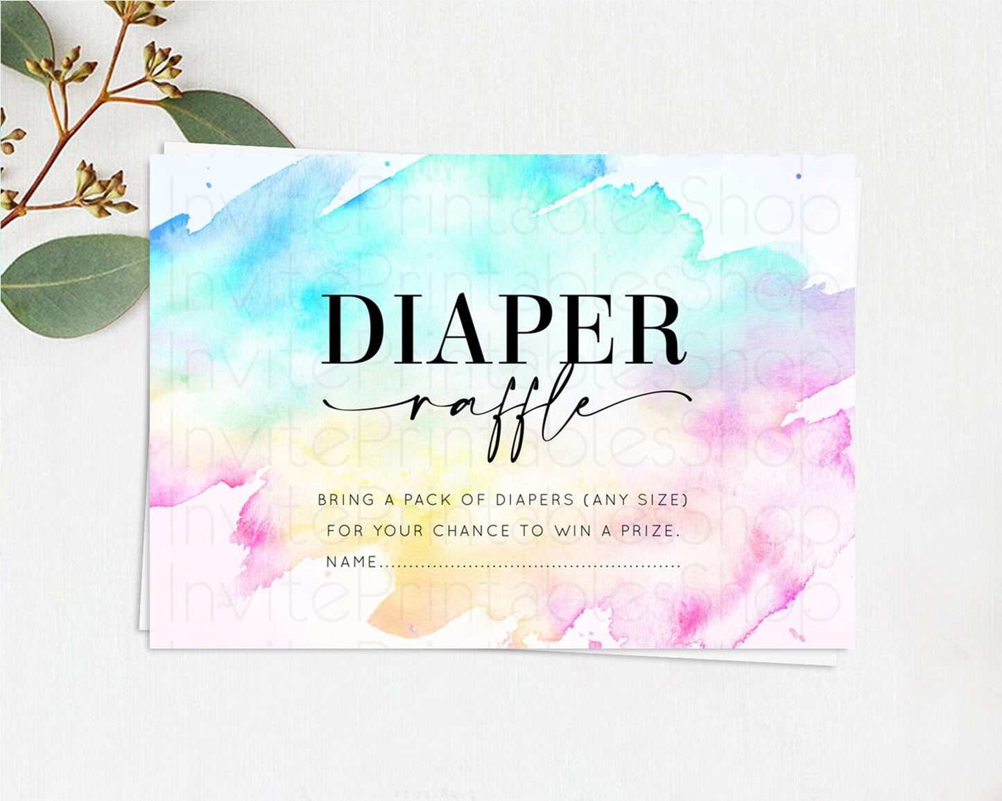 Editable Pastel Diaper Raffle Card Pastel Rainbow Diaper Raffle Insert Color