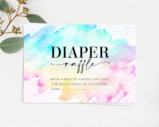Editable Pastel Diaper Raffle Card Pastel Rainbow Diaper Raffle Insert Color