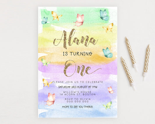 Editable Pastel Butterfly Birthday Invitation Butterfly Birthday Invitation