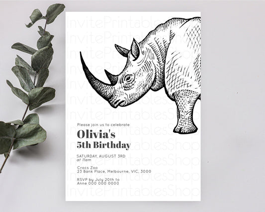 Editable Rhino Birthday Invitation Rhino Invitation Rhino Birthday Rhino Saf