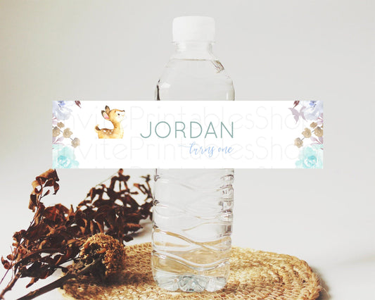 Editable Fawn Deer Water Label Template Pastel Floral Deer Enchanted Forest