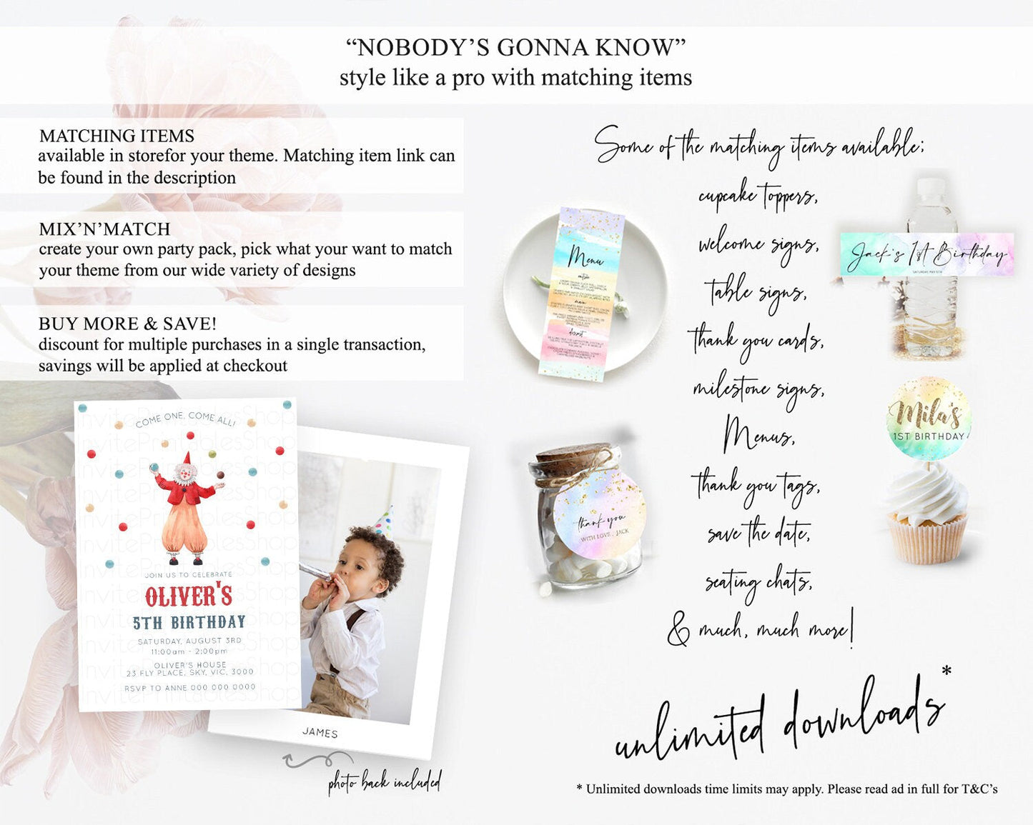 Circus Birthday Invitation Carnival Birthday Invitation Clown Invite Circus Lion Invite Circus Tent Invite Circus Elephant Invite D10502