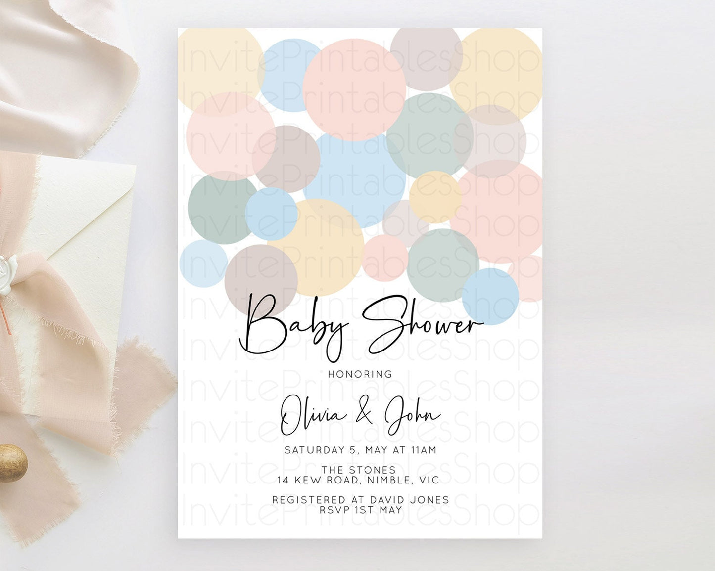 Pastel Rainbow Baby Shower Invitation Pastel Confetti Invitation Sprinkles Bubbles Invitation Colorful Rainbow Confetti Theme D10602