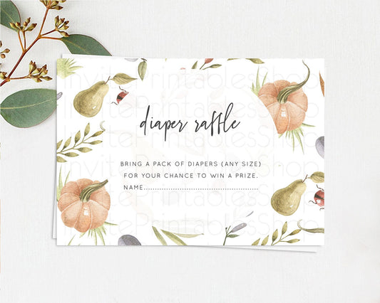 Editable Pumpkin Diaper Raffle Card Pear Diaper Raffle Insert Ladybug Plum B