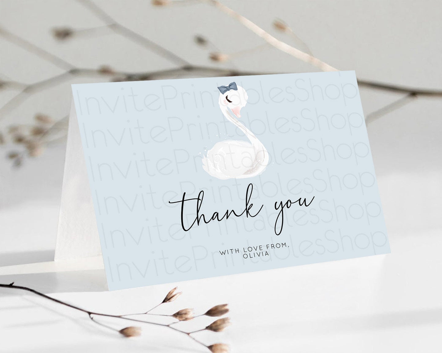 Swan Thank You Swan Princess Ballet Thank You Card Swan Lake Birthday Thank You Cards Secret Garden Pastel Floral Teacher Thank You D10760