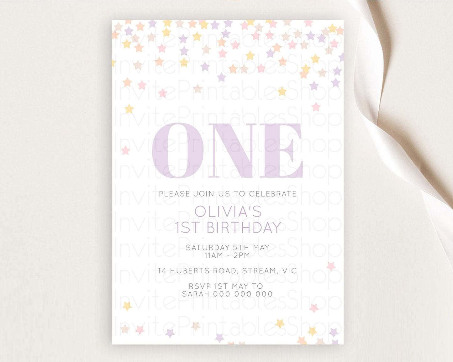 Star Birthday Invitation Pastel Stars Invite Shooting Star Party Rainbow Colorful Confetti Twinkle Little Star 2nd First Birthday D10810