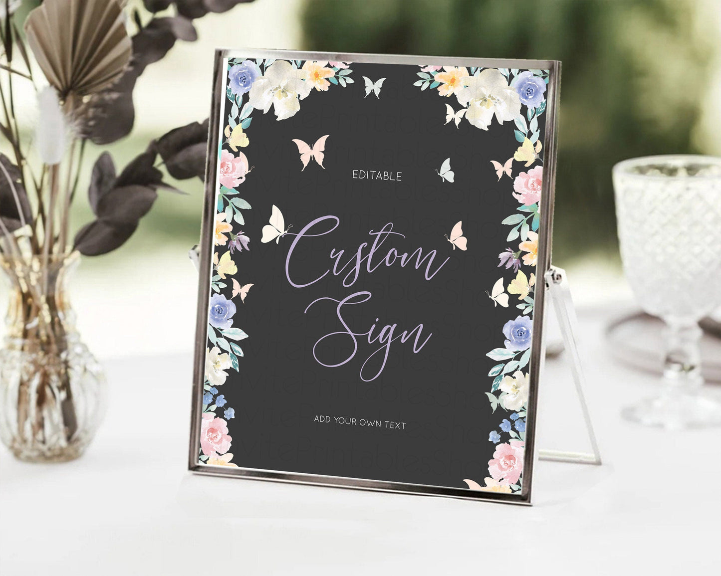 Wildflower Floral Table Sign Decor Secret Garden Sign Template Pastel Floral Garden Party Boho Flowers Birthday Baby Shower Wedding D10322