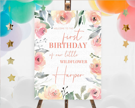 Editable Secret Garden Welcome Sign Wildflower Welcome Board Pastel Flower G