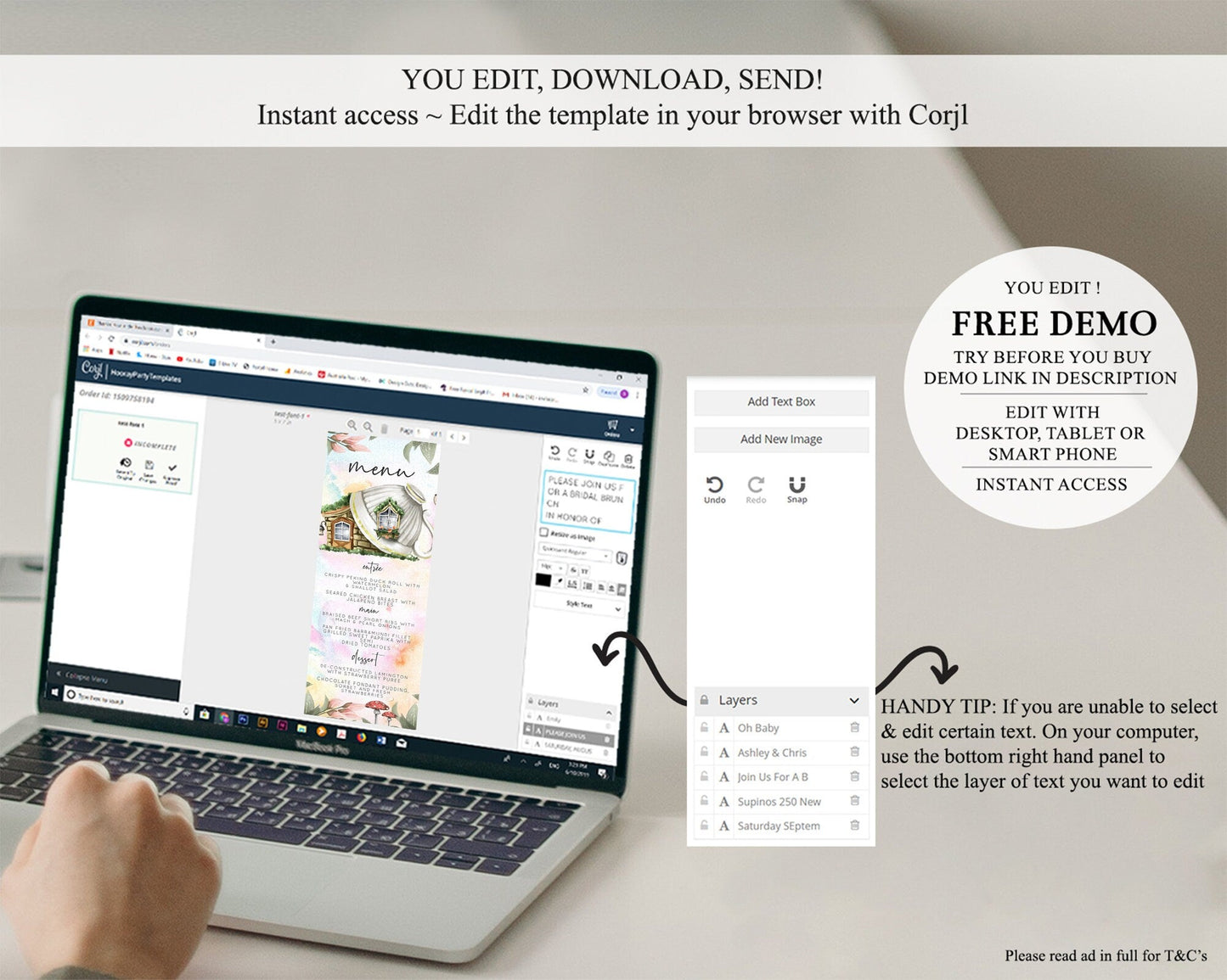 Fairy Menu Fairy Menu Template Enchanted Garden Pastel Floral Butterfly Table Decor Fairy Secret Garden Dinner Dessert Food Menu D10555