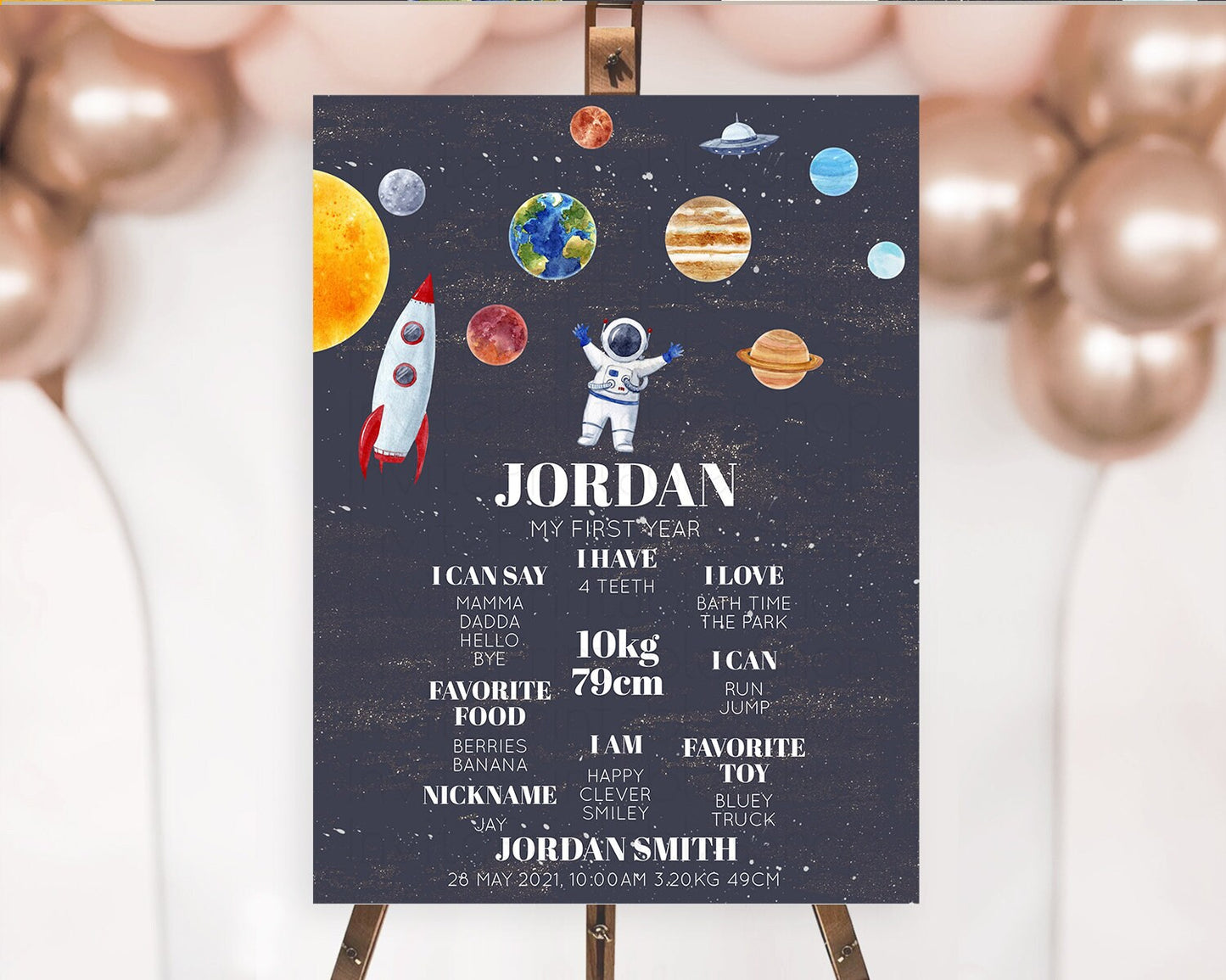 Space First Birthday Milestone Poster Space Milestone Board First Trip Around the Sun Planets Solar System ONE year Birthday Sign D10144