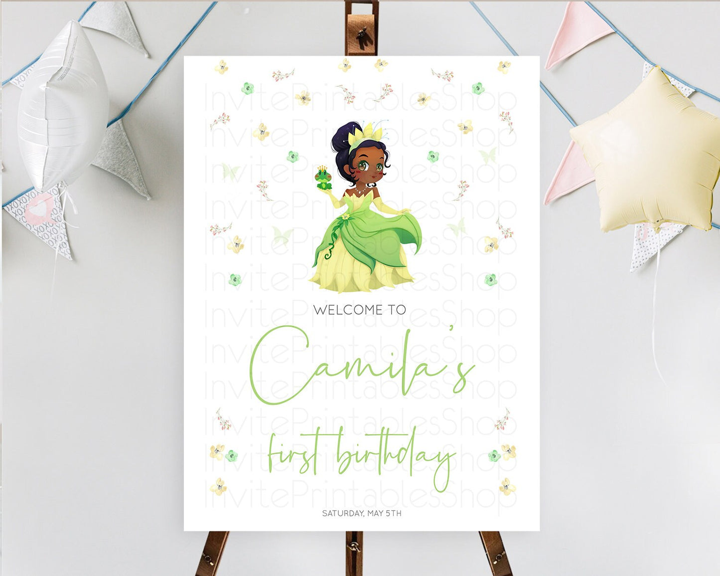 Princess Birthday Welcome Sign Castle Welcome Board Secret Garden Enchanted Castle Pastel Floral Garden First Birthday Welcome Sign D10348