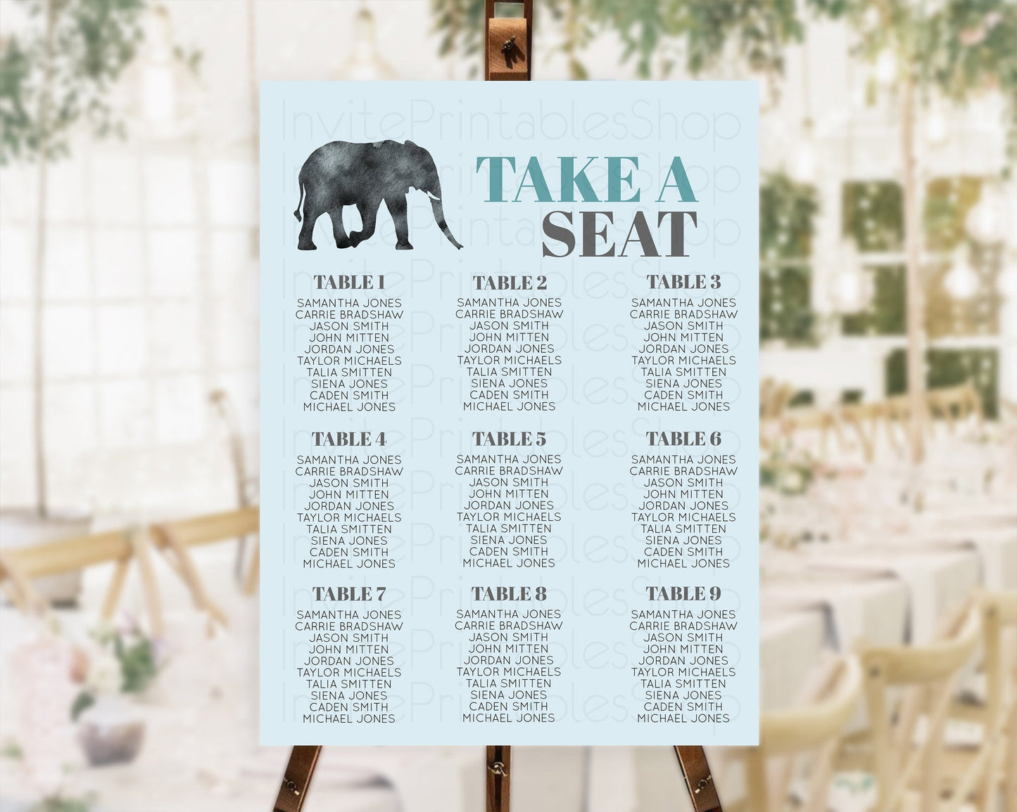 Elephant Seating Chart Elephant Seating Sign Elephant Party Safari Adventure Elephant Take A Seat Elephant Décor Zoo Fern Palm Leaf D10802