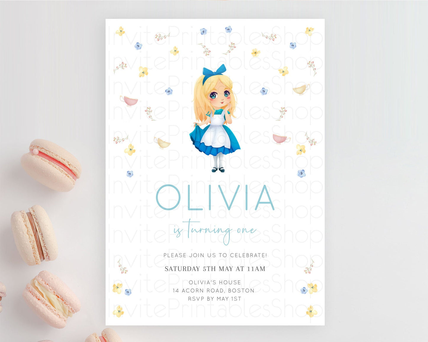 Princess Birthday Invitation Castle Invitation Royal Birthday Fairy Tale Enchanted Castle Pastel Floral Garden 1st First Birthday D10886