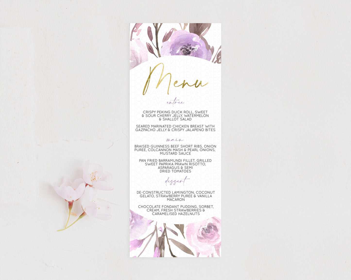 Secret Garden Menu Wildflower Menu Template Pastel Flower Garden Table Decor Boho Floral Dinner Dessert Floral Party Food Menu D10201