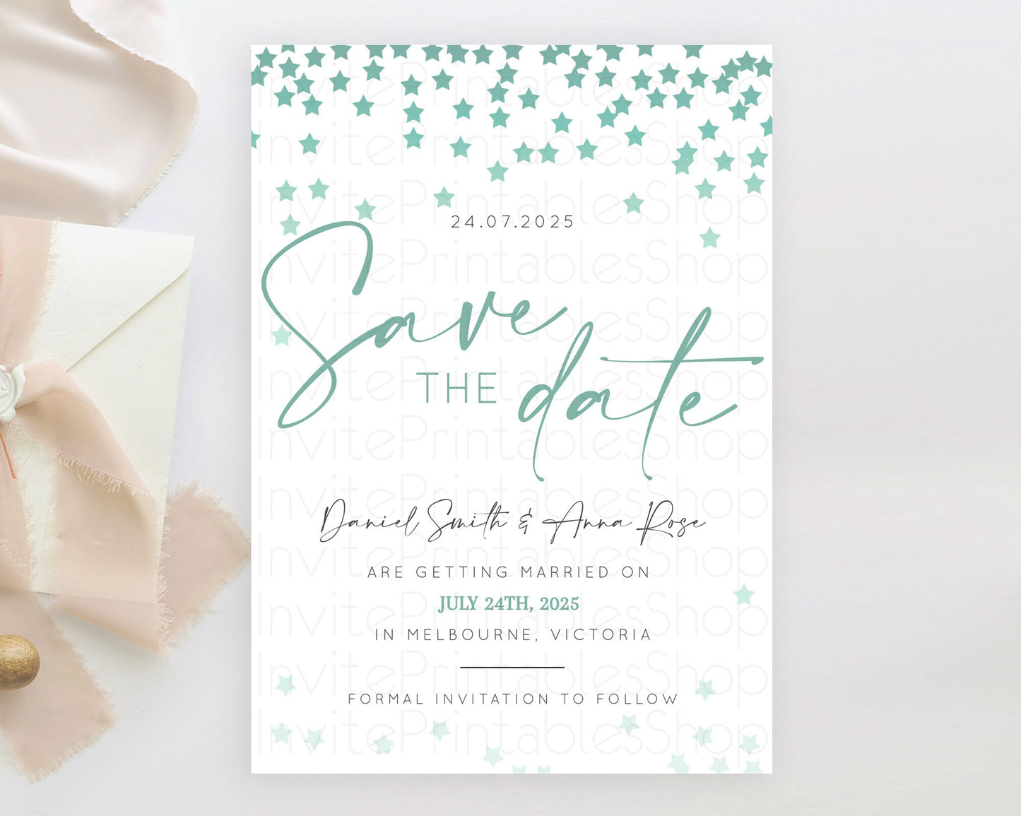Editable Twinkle Stars Save The Date Template Pastel Twinkle Little Star Par